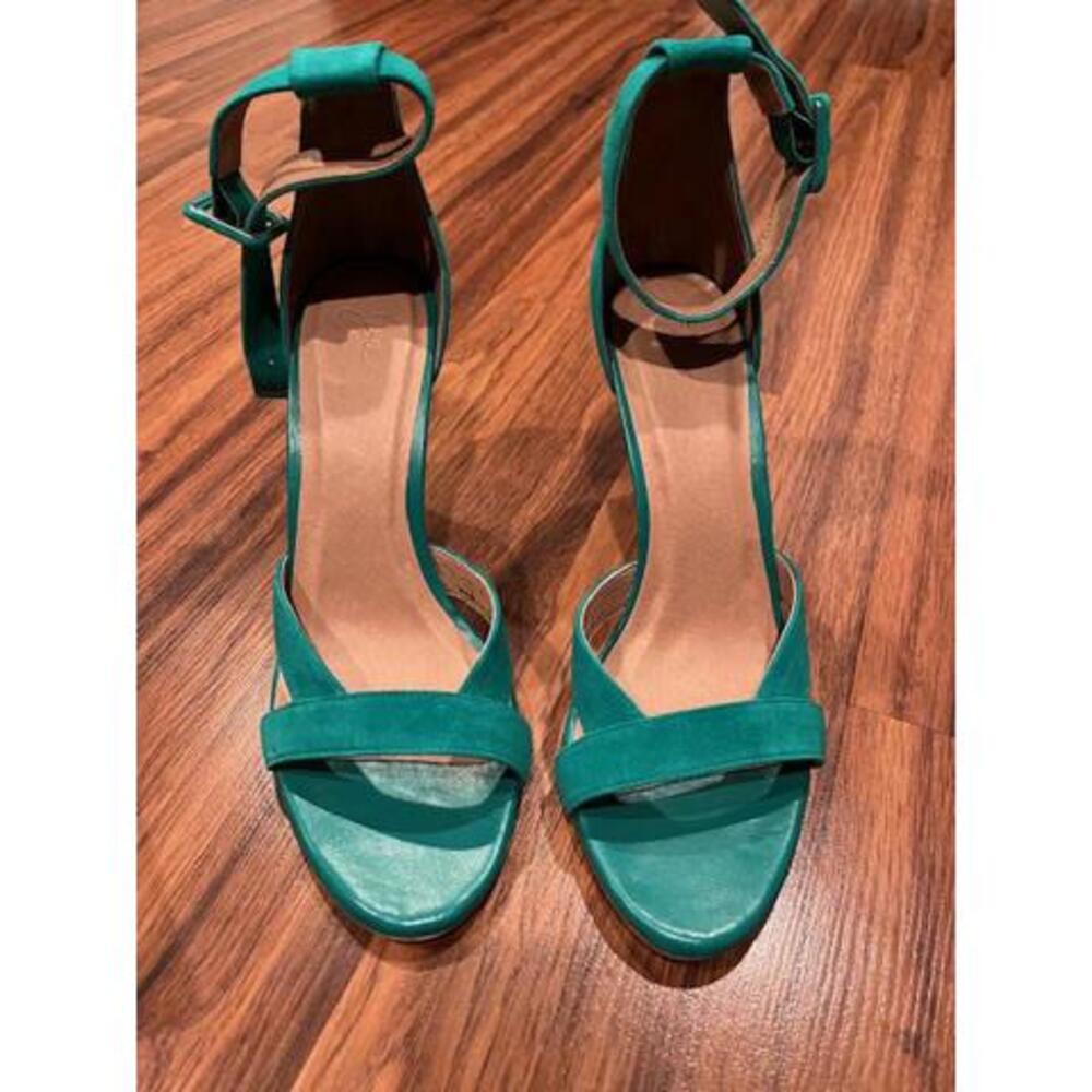 New Joie Avita Suede Green Strappy Heel Sandals 10